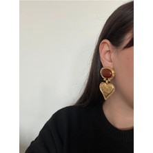 Çelik Heart Kahve Küpe