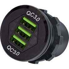 MELLİFERA Karavan Tekne Yat Kamyon Için 3 USB  Girişli Şarj Soketi Suya Dayanıklı