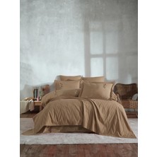 Şaheser Home Collection Noris Saten Pike Takımı, El Nakışı Detaylı %100 Pamuk Saten, Jakarlı Dokuma 7 Parça Yatak odası seti