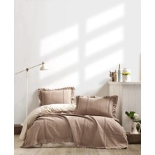 Şaheser Home Collection Tziana Jakarlı Yatak Örtüsü Seti, Fırfır Kenar Detaylı, %100 Pamuk Jakarlı Kumaş (220×240 Cm)