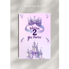 Siorina Events Kişiye Özel Doğum Günü Davetiyesi Prenses Konsepti Çocuklar Için -5 Adet