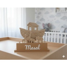 Piccomino Kişiye Özel Isimli Nuh'un Gemisi Bebek Odası Dekoratif Obje - Hayvan Figürlü Çocuk Odası Biblo