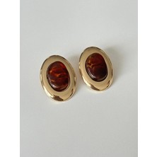 14K Çelik Üzeri Altın Kaplama Yuvarlak Çıkıntılı Küpe