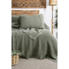 Şaheser Home Collection Norah Jakarlı Waffle Pike Takımı – %100 Pamuk, Çift Kişilik Doğal Dokulu Yatak Örtüsü