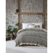 Şaheser Home Collection Etno Müslin Yatak Örtüsü – %100 Pamuk, Etnik Desenli, Püsküllü Boho Tarz Müslin Battaniye, Nefes Alan Jakarlı Yatak Örtüsü (240X260 Cm)