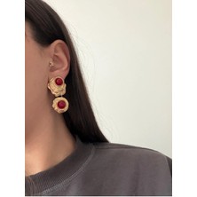 Çelik Gold Bordo Kray Küpe