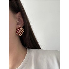 Çelik Karin Bordo Küpe