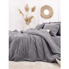 Şaheser Home Collection Vetro Müslin Nevresim Takımı, Düğmeli Tasarımlı, %100 Pamuk Müslin Kumaş, 6 Parça Yatak Odası Seti