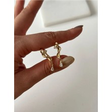 14K Çelik Üzeri Altın Kaplama Minimal cm Küpe