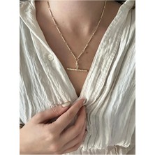 14K Çelik Üzeri Altın Kaplama Özel Seri T Kolye