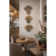 Momiko Bohem Yüzler Serisi – El Yapımı Hasır & Beton Duvar Dekoru 4