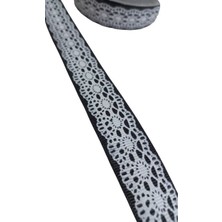 Ne Verelim Size Tafta Dantel Görünümlü Kurdele Siyah 25 mm 10 Metre
