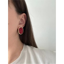 Çelik Larina Bordo Küpe