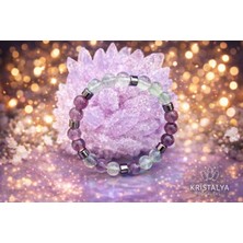 Kristalya Zihinsel Netlik ve Duygusal Huzur Bilekliği  Florit  Hematit Doğaltaş Bileklik