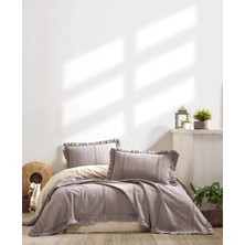 Şaheser Home Collection Tziana Jakarlı Yatak Örtüsü Seti, Fırfır Kenar Detaylı, %100 Pamuk Jakarlı Kumaş (220×240 Cm)