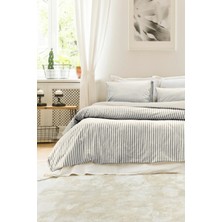 Şaheser Home Collection Nives Iplik Boyalı Nevresim Takımı, Doğal Çizgili Tasarım, %100 Pamuklu Nevresim Seti