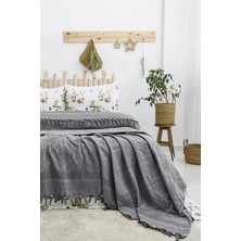 Şaheser Home Collection Viola Pike Takımı, %100 Pamuk Jakarlı Püsküllü Pike Seti, Çiçek Desenli Çarşaf ve Yastık Kılıfı Seti