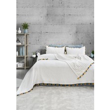 Şaheser Home Collection Clarita Jakarlı Yatak Örtüsü Seti – Boho Renkli Püskül Detaylı, %100 Pamuk Jakarlı Dokuma 240X260 cm