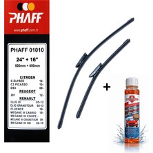 Phaff Peugeot 301 (2012-2020) Ön Silecekleri (600MM + 400MM) ve Börfh 32 ML Konsantre Cam Suyu Şampuanı