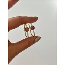 14K Renkli Zirkon Taşlı Küpe