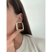 Çelik Karem Bordo Küpe