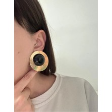 14K Çelik Üzeri Altın Kaplama Mat Vintage Küpe