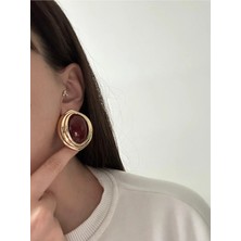 Çelik Olip Bordo Küpe