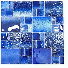 MozaiKristaL Banyo Havuz ve Tüm Yüzeyler Için Desenli Mavi 30X30CM. Fileli Kristal Cam Mozaik. ( 11 File Karo=1 M2 Fiyatıdır. )