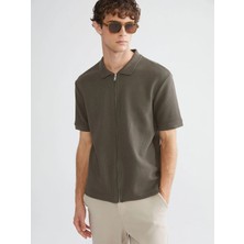 LC Waikiki Haki Regular Fit Kısa Kollu Erkek Gömlek