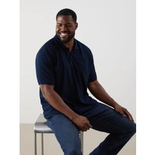 LC Waikiki Lacivert Büyük Beden Polo Yaka Pamuk Erkek Tişört