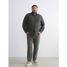 LC Waikiki Haki Büyük Beden Dokulu Erkek Gömlek