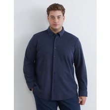 LC Waikiki Lacivert Büyük Beden Regular Fit Uzun Kollu Erkek Gömlek