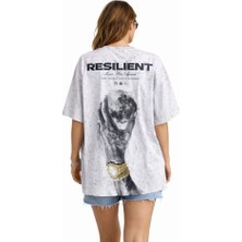 Veralya Asit Yıkamalı Oversize Tişört Ön ve Arkası Baskılı %100 Pamuk Street Style Tshirt