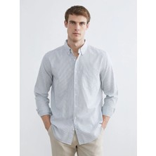 LC Waikiki Yeşil Regular Fit Çizgili Erkek Gömlek