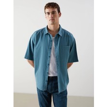 LC Waikiki Indigo Rahat Kalıp Kısa Kollu Erkek Jean Gömlek