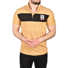 Rizzup Erkek Camel Slim Fit Nefes Alan Pamuklu Kumaş Dar Kesim Kıvrılmaz Yaka Polo Yaka Tişört 2503019