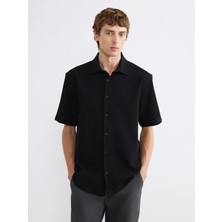 LC Waikiki Siyah Regular Fit Erkek Gömlek