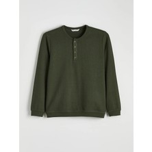 LC Waikiki Yeşil Bisiklet Yaka Erkek Düğmeli Tişört