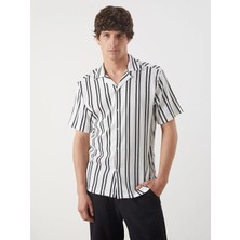 LC Waikiki Siyah Regular Fit Kısa Kollu Armürlü Erkek Gömlek