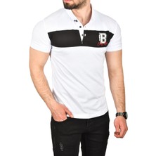 Rizzup Erkek Beyaz Slim Fit Nefes Alan Pamuklu Kumaş Dar Kesim Kıvrılmaz Yaka Polo Yaka Tişört 2503019