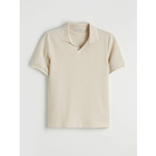 LC Waikiki Bej Polo Yaka Dokulu Erkek Tişört