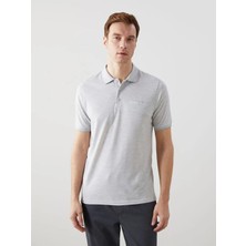 LC Waikiki Gri Polo Yaka Merserize Görünümlü Erkek Tişört