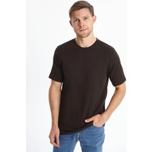 LC Waikiki Kahverengi Bisiklet Yaka Penye Erkek Tişört