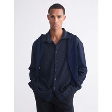 LC Waikiki Lacivert Regular Fit Uzun Kollu Çizgili Erkek Gömlek