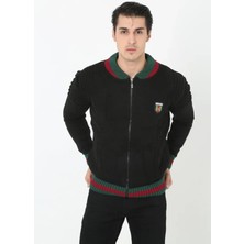 Etiler Collection Erkek Tam Fermuarlı Triko Hırka - Siyah