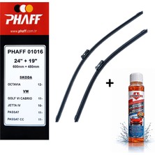 Phaff Volkswagen Passat cc (2011-2016) Ön Silecekleri (600MM + 480MM) ve Börfh 32 ML Konsantre Cam Suyu