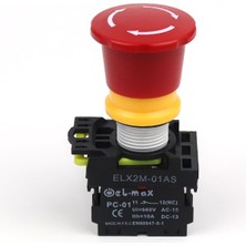 El-Max ELX2M-01AS Acil Stop Butonu - Kırmızı Mantar Kafa (1 Nc)