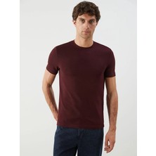 LC Waikiki Bordo Bisiklet Yaka Penye Erkek Tişört