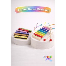 Denapcal 2’li Eğitici Ahşap Müzik Oyuncak Seti, Mızıka ve Ksilofon
