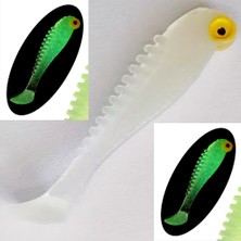 Eagenset Vurgulu Göz Tasarımlı Silikon Balık Fosforlu Glow Beyaz 5 cm 5 Adet